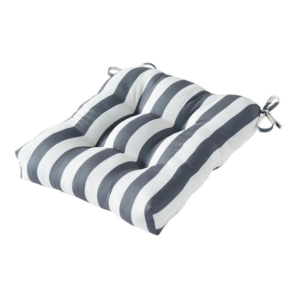 Greendale Home Fashions Canopy Stripe Gray Square Tufted Outdoor Seat Cushion
