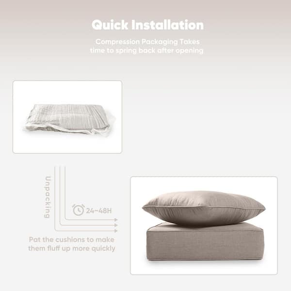 Duraolex 22 in. W x 24 in. D x 6 in. Thick 12-Piece Deep Seating Outdoor Lounge Chair Olefin Cushion, Beige