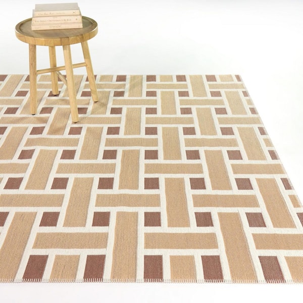 Ayala Coral 5 ft. 3 in. x 7 ft. Modern Geometric Indoor/Outdoor Area Rug
