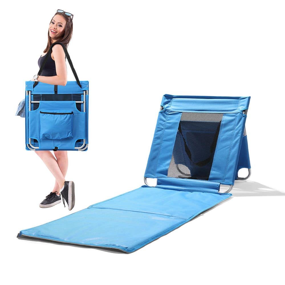 Karl home Patio Blue Lightweight Foldable Beach Mat Lounge Chair