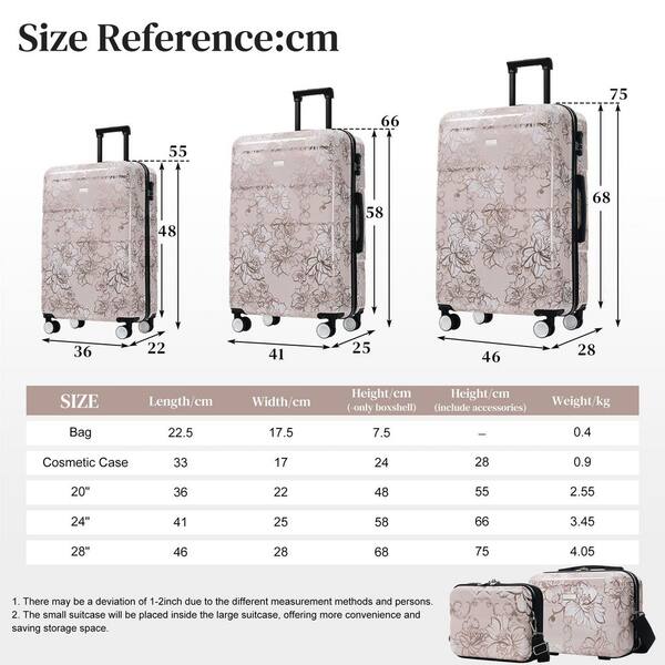 LIVACA 5-Piece Pink Flower Polycarbonate Hardside Lightweight