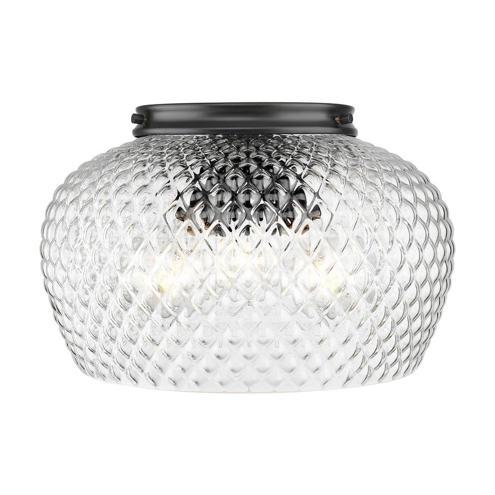 Adeline 14 in. 3 Light Matte Black Transitional Semi-Flush Mount with Clear Glass Shade and No Bulbs Included price history on PriceWatchPro