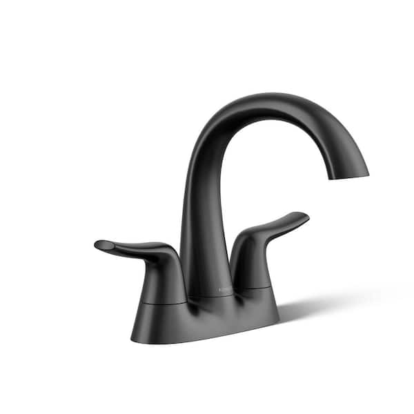 KOHLER Easmor 4 in. Centerset Double Handle Bathroom Faucet in Matte Black