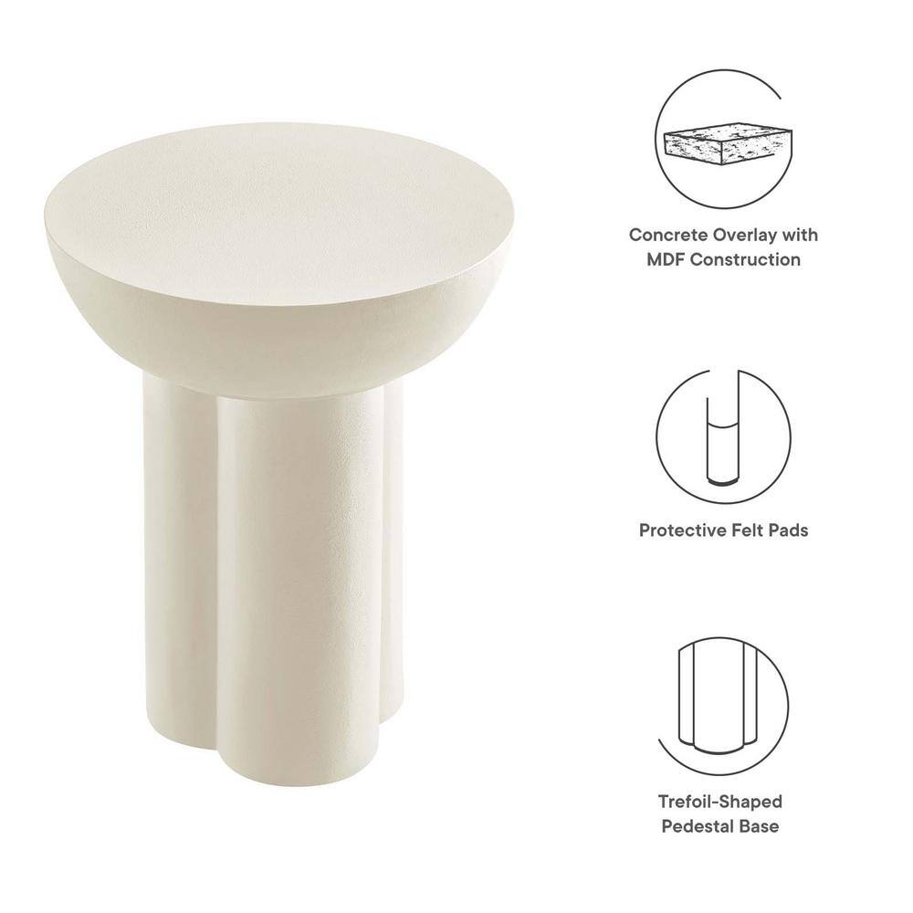 Caspian Round White Concrete and MDF Side Table