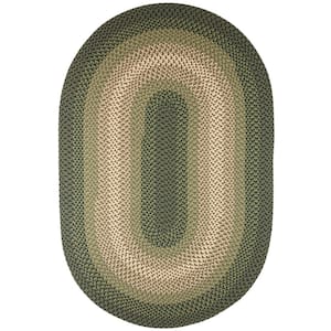 Pioneer Green Multi 5 ft. x 8 ft. Oval Indoor/Outdoor Braided Area Rug