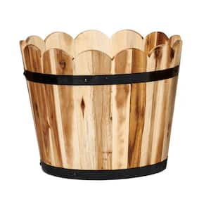 12.5 in. Scalloped Acacia Wood Planter