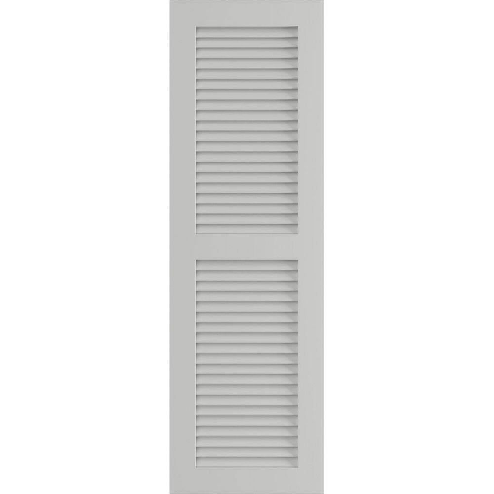 18 in. x 54 in. PVC True Fit Two Equal Louvered Shutters Pair in Hailstorm Gray price history on PriceWatchPro