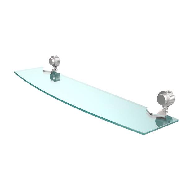 Allied Brass Venus 24 in. L x in. H x in. W Clear Glass Bathroom Shelf  with Groovy Accents in Satin Chrome 433G/24-SCH The Home Depot