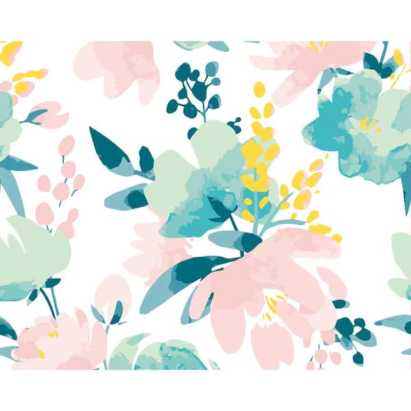 OhPopsi Delicate Water Colour Flowers Wall Mural
