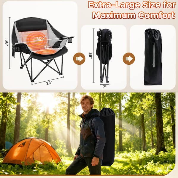 SEEUTEK Outdoor Oversized Foldable Heated Camping Black Patio