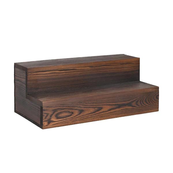 6.22in. H x 7.87in. W 10-Bottle Brown Pine Wood Liquor Bottle Display Shelf for Home Bar