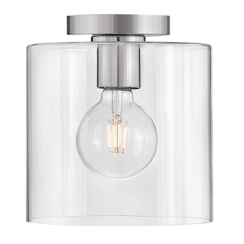 Pippa 8.5" Polished Nickel and Clear Glass Flush Mount Light
