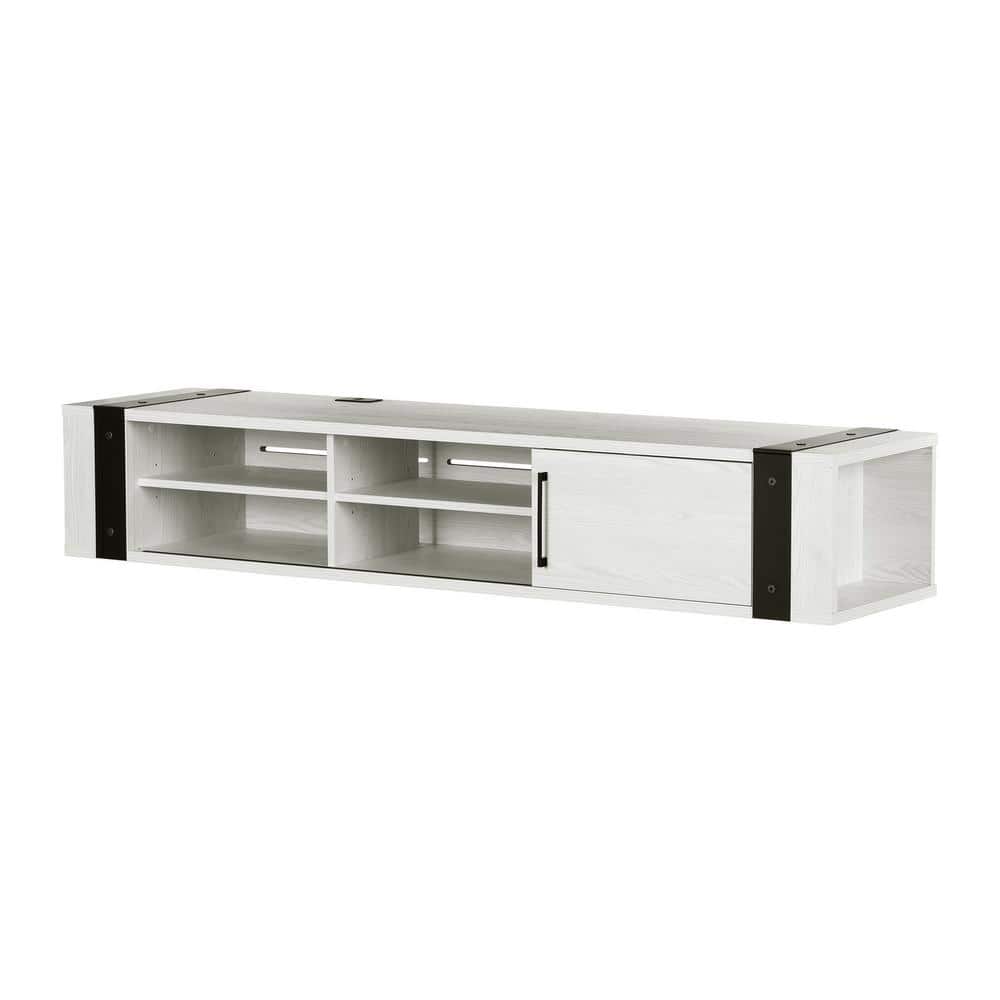 White Pine Wall-Mounted Media Console with Sliding Door