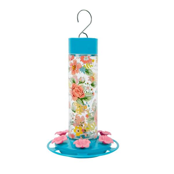 Nature's Way Charming Peony Decorative Hummingbird Glass Feeder 20 oz
