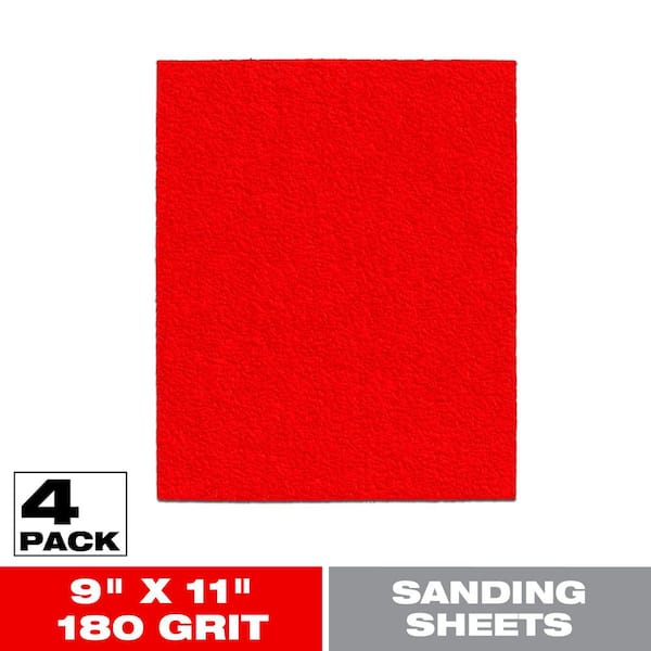 9 in. x 11 in. 180-Grit Fine Sanding Sheet (4-Pack)