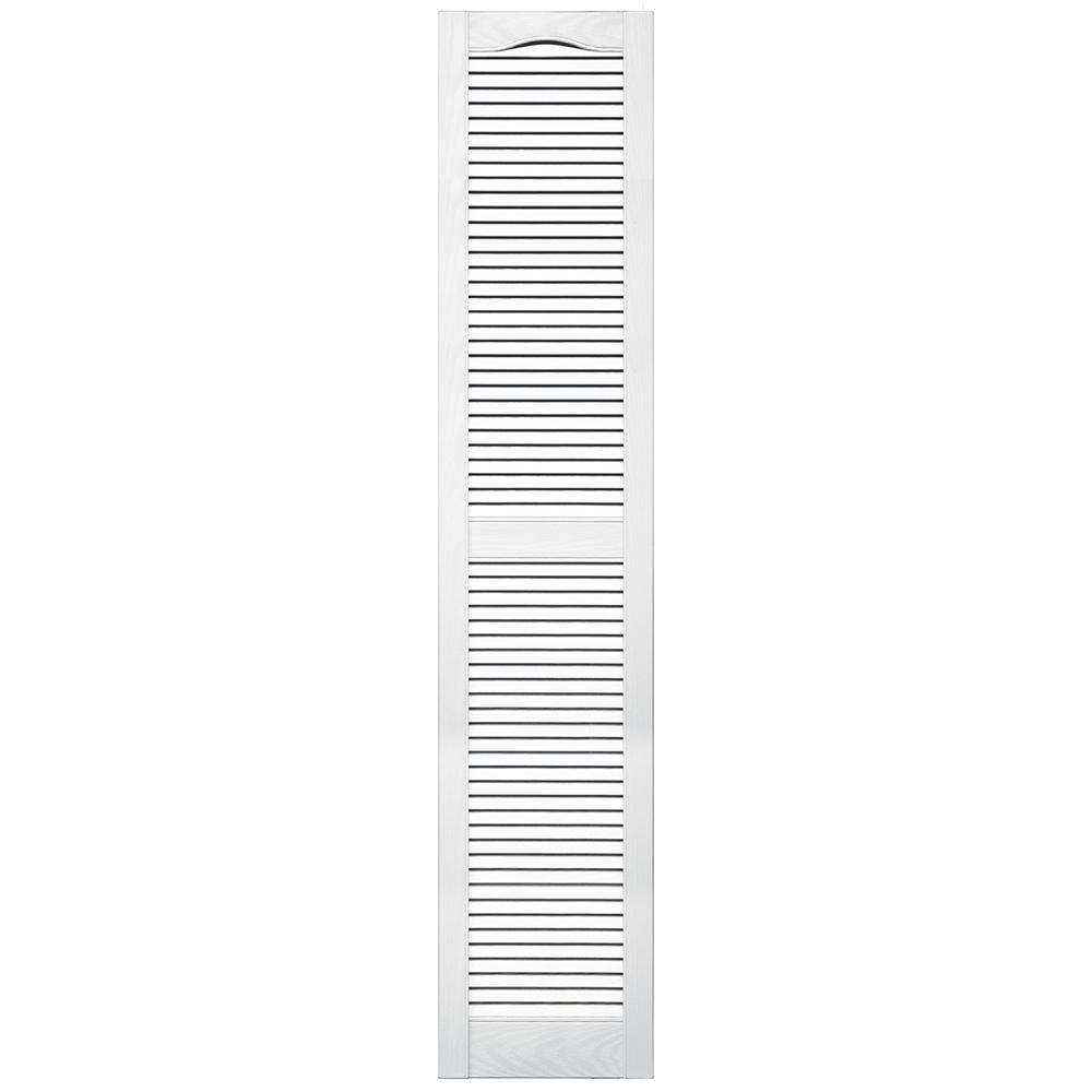 Mid America - 15 in. x 72 in. Louvered Vinyl Exterior Shutters Pair in #001 White