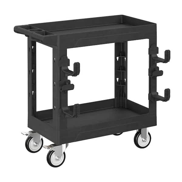 2-Tier Rolling Tool Cart with Wheels, Industrial Commercial/ Service Tool Cart, PP