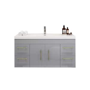 Elsa 47.24 in. W x 19.50 in. D x 22.05 in. H Bathroom Vanity in High Gloss Gray with White Acrylic Top