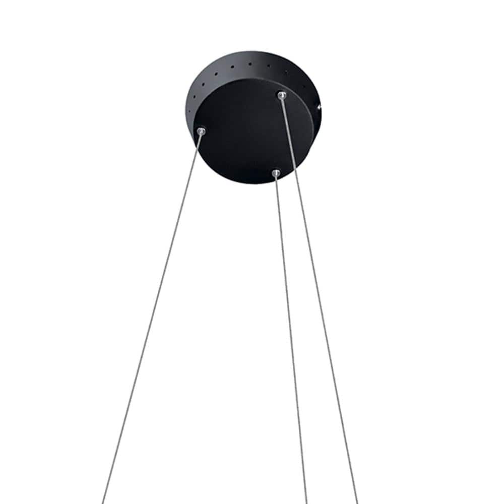 Textured Black Floating Ring LED Pendant with Cool White Light