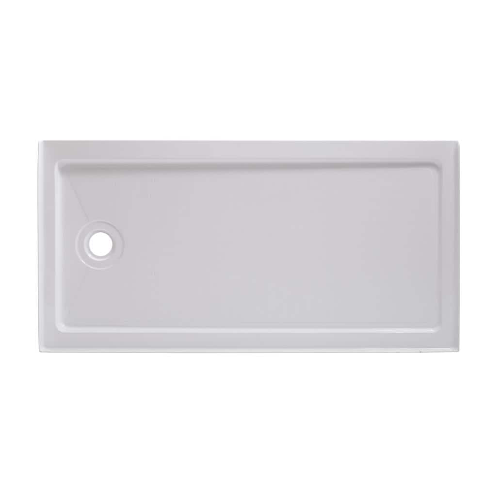White Acrylic 60'' x 32'' Rectangular Shower Base with Left Drain
