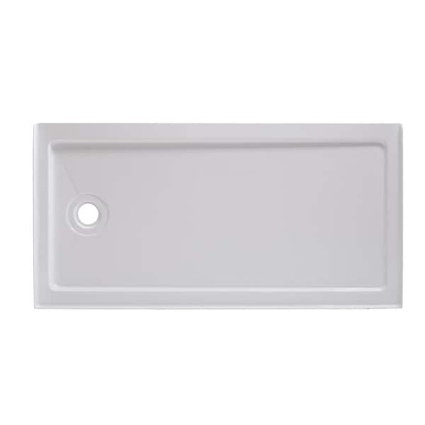 CRAFT + MAIN 60 in. L x 32 in. W Single Threshold Alcove Shower Pan with  Left Drain in White 6032L-W - The Home Depot