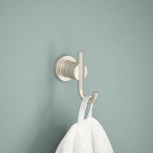 Nicoli Double Towel Hook Bath Hardware Accessory in Brushed Nickel