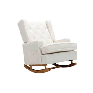 White Teddy Polyester Fabric Upholstered Mid Century Retro Modern Living Room Glider Rocker Chair（Set of 1)