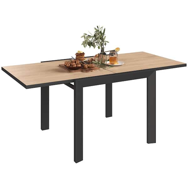 Outsunny Aluminum Outdoor Dining Table for 4-6 Person 35.5 in. 71 in. Expandable Patio Table Square/Rectangular Outdoor Furniture