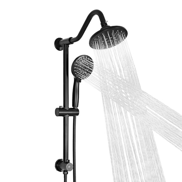6-Spray Wall Bar Shower Kit with Handheld Shower Head 2.5 GPM in Black