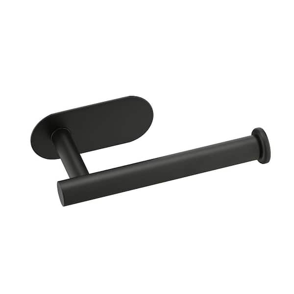 Tileon Stainless Steel Wall-Mount Single Post Toilet Paper Holder in Matte Black