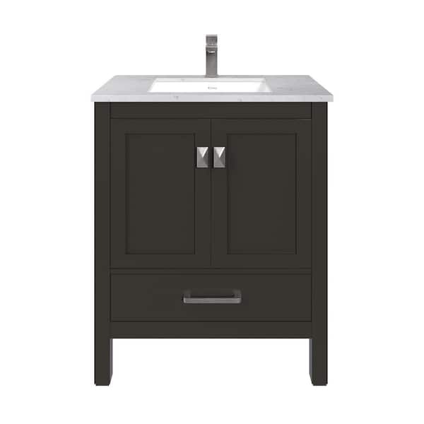 London 30 in. Single Sink Espresso Bath Vanity with White Carrara Quartz Top (Assembled)