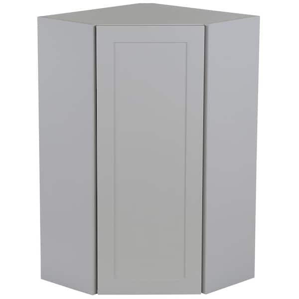 Hampton Bay Cambridge Gray Shaker Assembled Corner Cabinet (24 in. W x ...