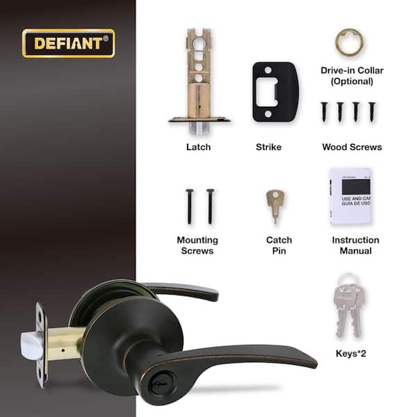 Defiant Kensington Aged Bronze Keyed Entry Door Handle LB4X700B