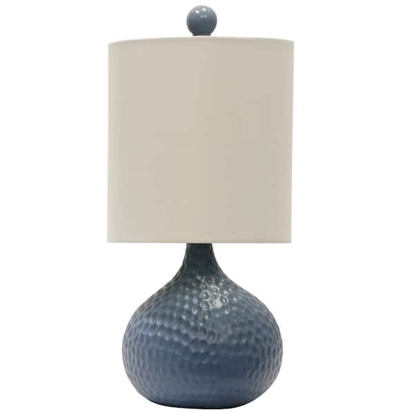 StyleCraft 16.5 in. Blue Textured Ceramic Table Lamp