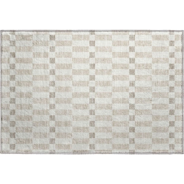 Mayfield Premium Machine Washable Abstract AMF2547 Ivory 2 ft. x 3 ft. Accent Rug
