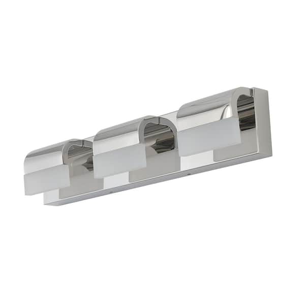 Tidoin 21.7 in. 3-Light Chrome LED Vanity Lights Bar Fixtures Over Mirror Bath Wall Lighting