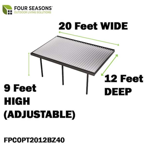 Optima High Performance 20 ft. x 12 ft. Dark Bronze Frame White Roof Aluminum Patio Cover 40 lbs. Snow Load with 3-Posts