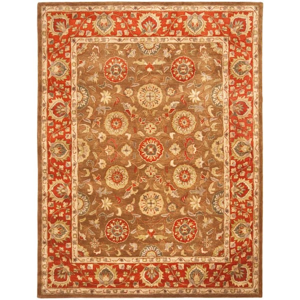 SAFAVIEH Heritage Beige/Rust 8 ft. x 10 ft. Border Area Rug