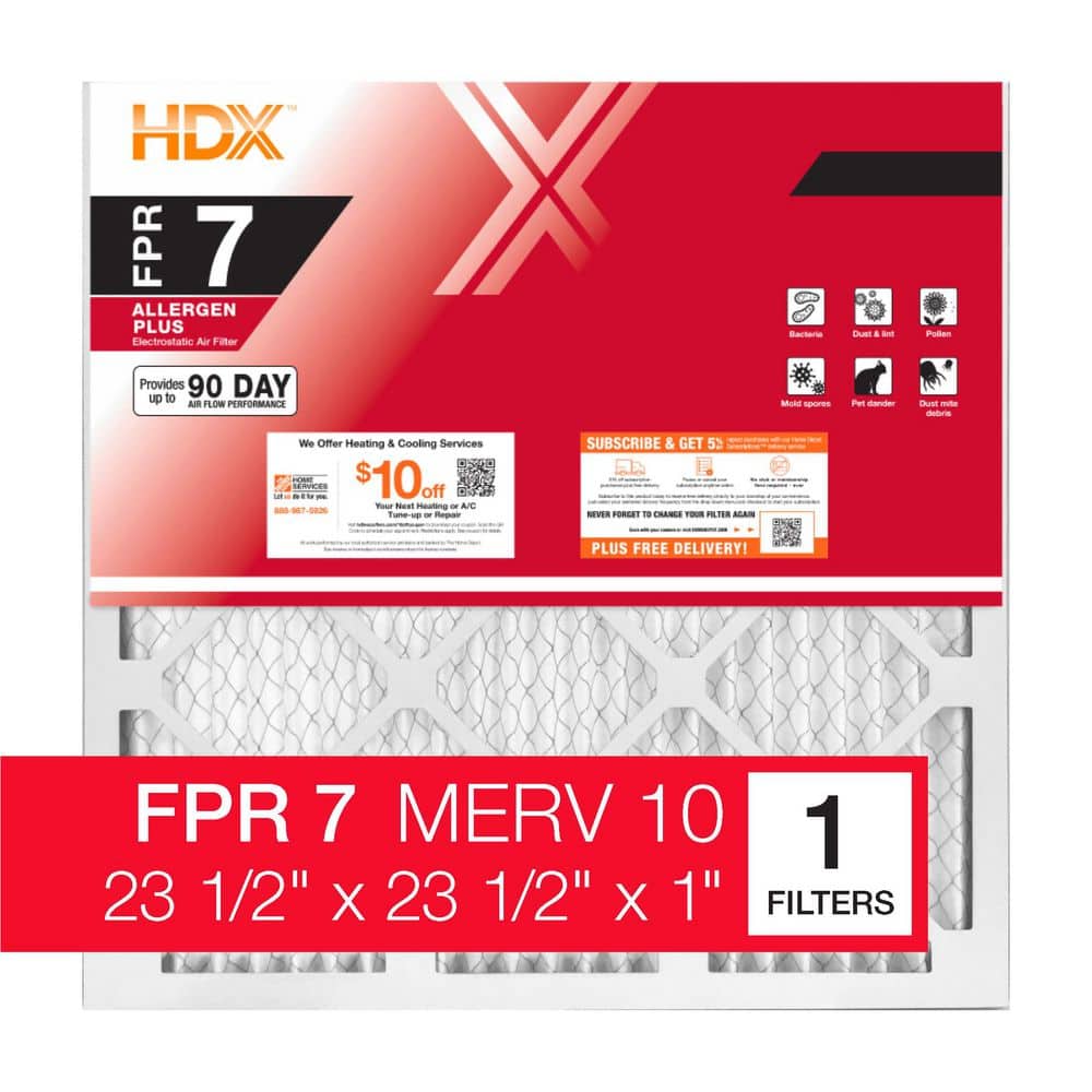 23.5 in. x 23.5 in. x 1 in. Allergen Plus Pleated Air Filter FPR 7, MERV 10 price history on PriceWatchPro