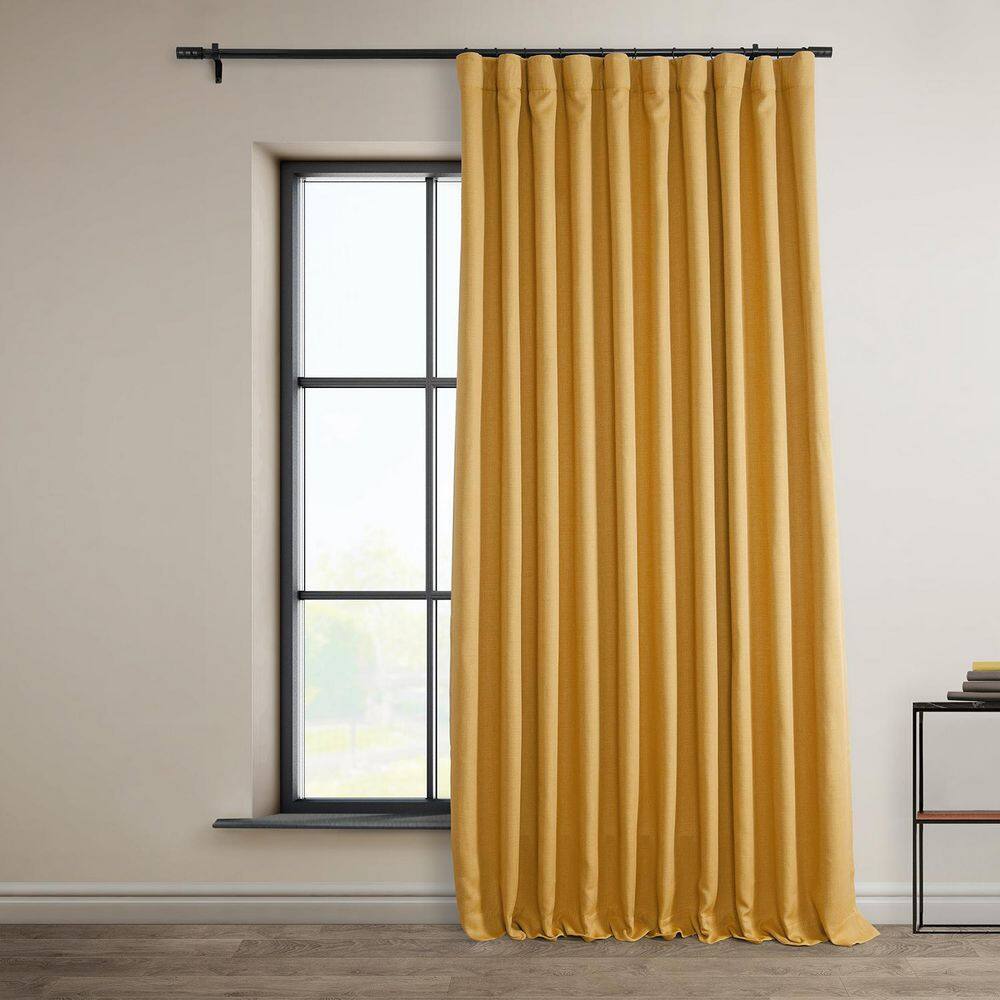 Dandelion Gold Extra Wide Textured Faux Linen 100 in. W x 120 in. L Rod Pocket Room Darkening Curtain (Single Panel) price history on PriceWatchPro