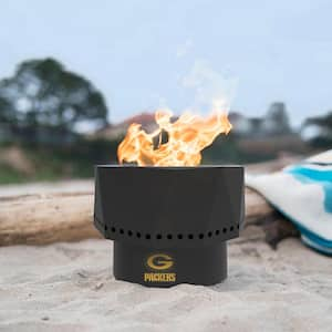 The Ridge NFL 15.7 in. x 12.5 in. Round Steel Smokeless Wood Pellet Portable Fire Pit with Bag, Screen-Green Bay-Packers