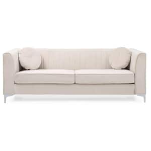 Harper & Bright Designs 88.5 in. W Square Arm 3-Seats Linen Sofa with  Removable Back, Seat Cushions and 4-Comfortable Pillows in Cream Beige  WYT112AAA - The Home Depot