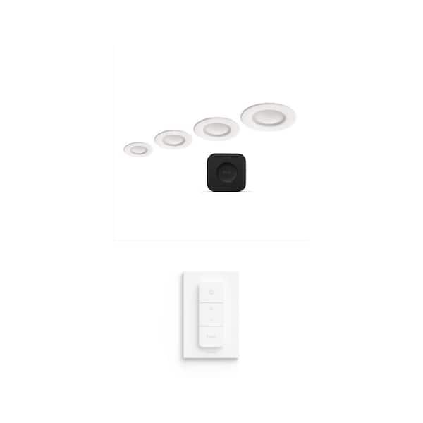5/6 in. LED Smart Color Changing Downlight with Bluetooth Starter Kit (4-Pack) and Smart Dimmer Switch (1-Pack)