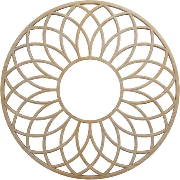Ekena Millwork 16 in. x 16 in. x 1/4 in. Cannes Wood Fretwork Pierced Ceiling Medallion, Birch