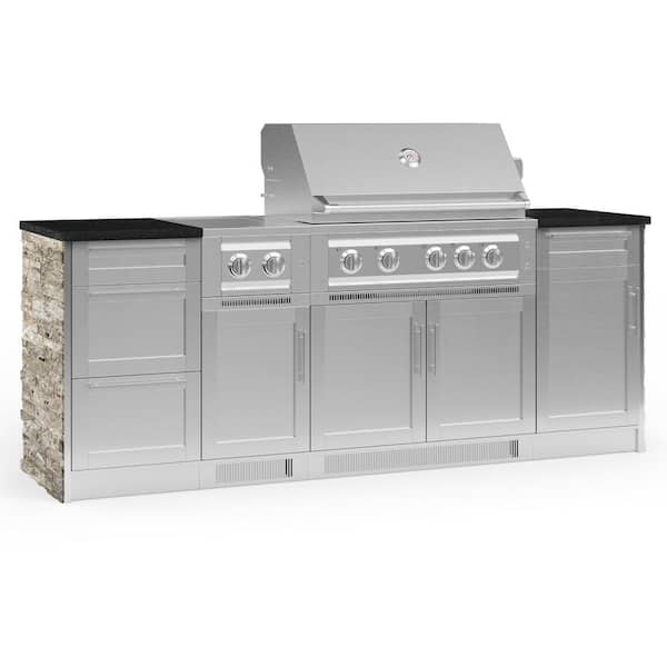 NewAge Products Signature Series 91.16 in. x 25.5 in. x 51 in. 8-Piece Outdoor Kitchen Cabinet Set with Liquid Propane 36 in. Gas Grill