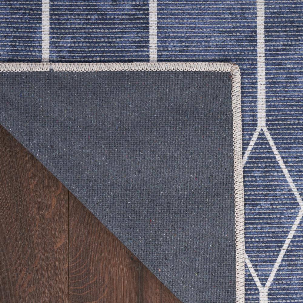 Navy Geometric Flat Woven Synthetic Washable Rug 2' x 3'9"