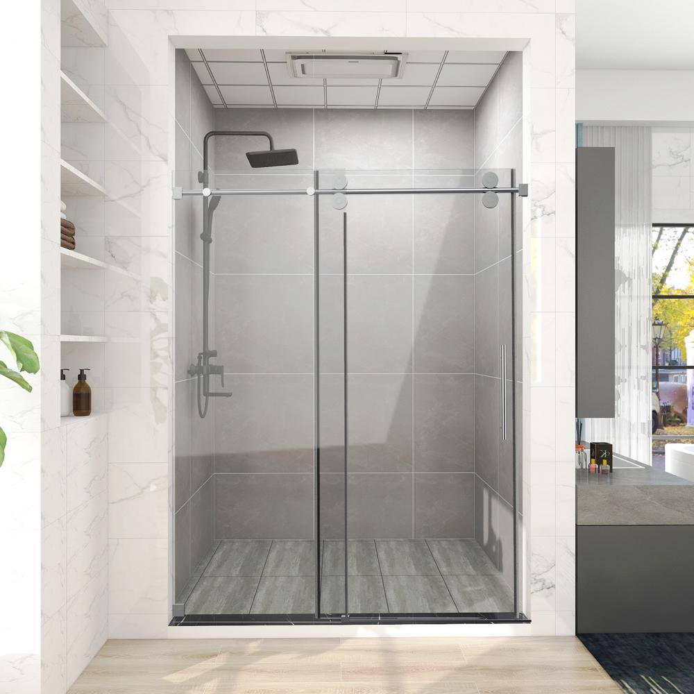 60'' Chrome Frameless Sliding Shower Enclosure
