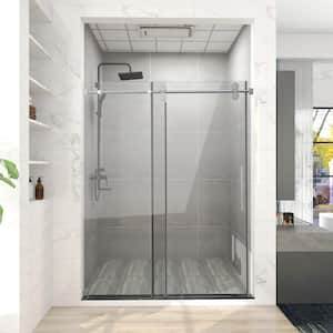 60 in. W x 66 in. H Single Sliding Frameless Corner Shower Enclosure in Chrome with Clear Glass