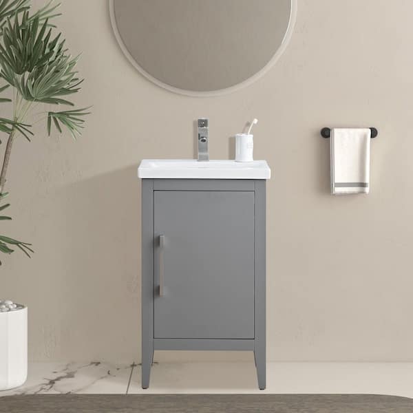 20 in. W x 15.8 in D x 34 in. H Single Sink Bathroom Vanity Cabinet in Cashmere Gray with Ceramic Top