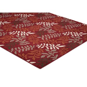 Chester Leafs Red 3 ft. x 5 ft. Area Rug